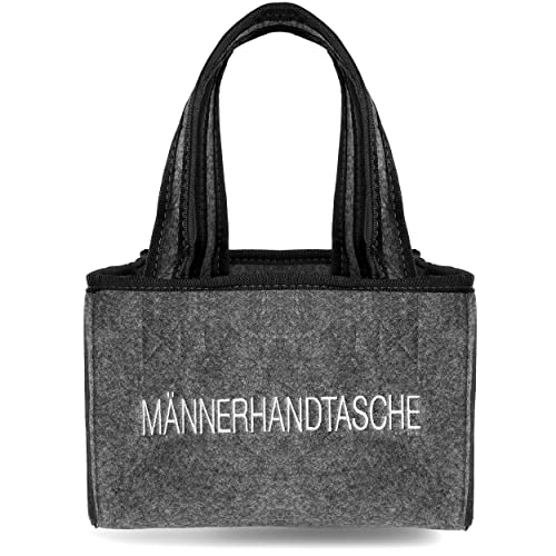 keranix premium Männerhandtasche aus extra dickem Filz mit 6 Fächern für 0.5 l oder 0.33 l Flaschen -Größe ca. 24 x 15 x 15 cm