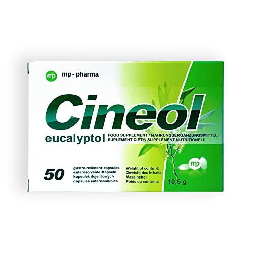 Cineol eucalyptol - 100% natürlich - Kapseln mit Eukalyptusöl - Bei Entzündungen der oberen Atemwege und Erkältungen - Nahrungsergänzungsmittel - 50 Stk.