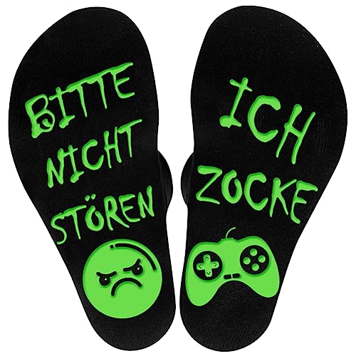 QXRXN Socken mit Spruch Bitte Nicht Stören Ich Zocke, Lustige Gaming Socken Coole Geschenke für Gamer, Baumwollsocken Wintersocken Weihnachtsgeschenke für Männer Teenager Jungs zum Geburtstag, 35-46
