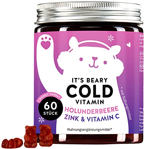 Immun Abwehr - Gummibärchen bei Erkältung für Kinder & Erwachsene - Holunderblüte, Zink, Vitamin C, Honig - 60St Monatsvorrat- It’s Beary Cold Bears with Benefits