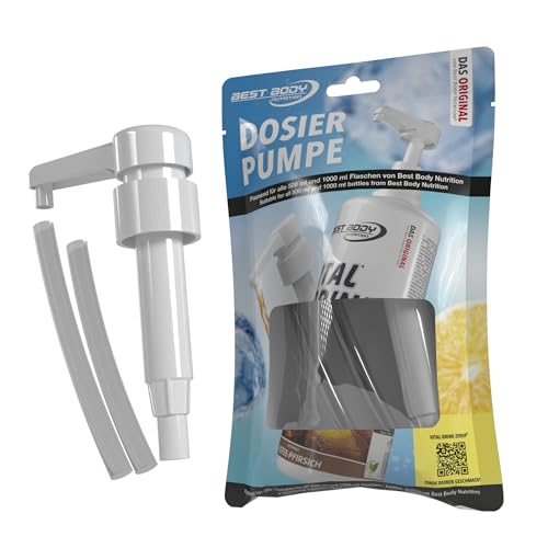 Best Body Nutrition Dosierpumpe – für 500ml und 1000ml Flaschen – Sirup Pumpe für Best Body Nutrition Vital Drink ZEROP – Ein Hub entspricht 5 ml Konzentrat – Vital Drink Dosierpumpe