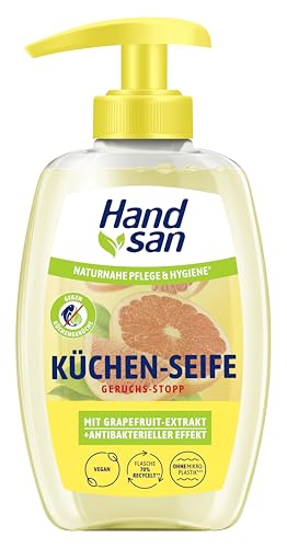 Handsan Flüssigseife Küchen Geruchs-Stop im Spender | Küchenseife gegen unangenehme Gerüche | Seife mit pflegendem Glycerin und natürlichem Grapefruit Extrakt | 300ml