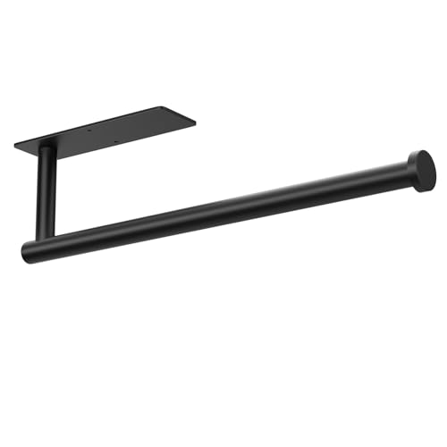 Küchenrollenhalter – selbstklebend oder bohrbar, mattschwarzer Papierhandtuchhalter zur Wandmontage für die Küche, Küchenrollenspender aus Edelstahl SUS304 unter dem Schrank