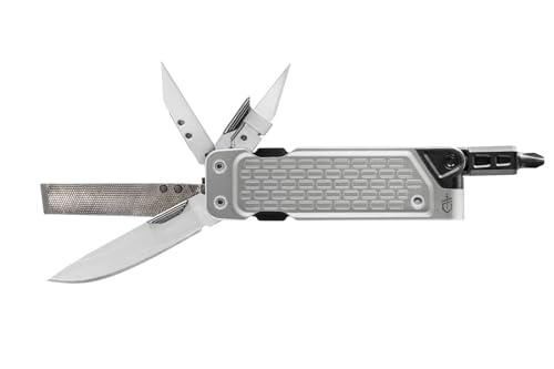 Gerber Multifunktionswerkzeug mit 7 Funktionen, Messer mit glatter Klinge, LockDown Drive, Edelstahl/5Cr15MoV, Silber, 31-003705