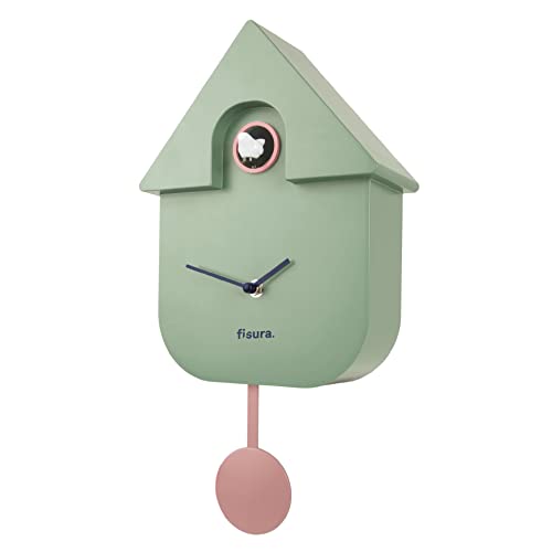 FISURA - Kuckucksuhr. Wanduhr. Original Geschenk Wanduhr. 3 AA-Batterien Nicht enthalten. Maße: 21,5 x 8 x 41,5 cm. ABS-Kunststoff. (Minze)
