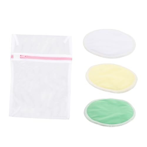 FRCOLOR 4 Stück Wiederverwendbare Stillpads Bambusfaser Atmungsaktive und Waschbare Überlauf Pads Wäschesack für Umweltbewusste Eltern