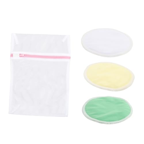 FRCOLOR 4 Stück Wiederverwendbare Stillpads Bambusfaser Atmungsaktive und Waschbare Überlauf Pads Wäschesack für Umweltbewusste Eltern