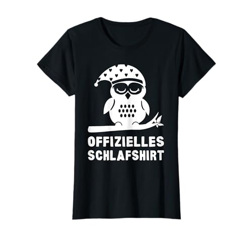 Langschläfer Morgenmuffel Eule Geschenkidee Schlafshirt Pyjama Schlafanzug Nachthemd Eule T-Shirt Schwarz S Klassisch geschnitten V-Ausschnitt Kurzarm Polyester 100% Damen Mädchen Frauen