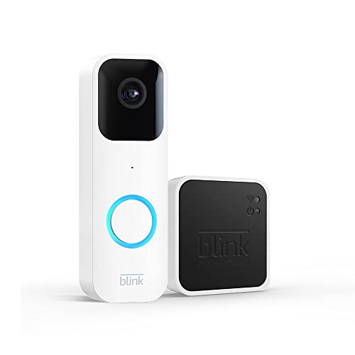 Blink Video Doorbell + Sync Module 2 | Zwei-Wege-Audio, HD-Video, App-Benachrichtigungen, einfache Einrichtung, Alexa-fähig – kabellos oder kabelgebunden, weiß