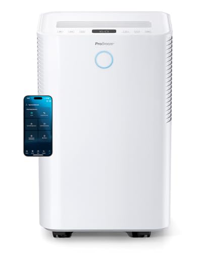 Pro Breeze Luftentfeuchter mit App & WLAN, 20L in 24h Entfeuchtungsleistung - Luftentfeuchter elektrisch mit Wäschemodus, Feuchtigkeitssensor, Timer - Gegen Schimmel - Entfeuchter Dehumidifier
