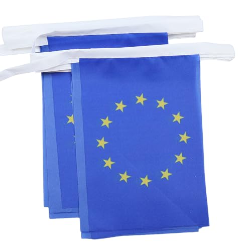 AZ FLAG - Fahnenkette Europäische Union 6 Meter Mit 20 Flaggen - 21x14 cm - Europa Girlande Flaggenkette 14 x 21 Cm