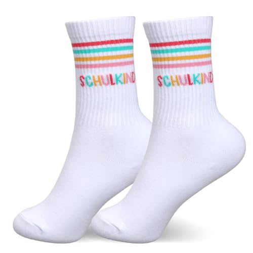 HUKUMA Schulkind Socken 27-32 Jungen,Einschulung Socken Mädchen Geschenk,Schultüte Füllung Schulanfang,Geschenke Einschulung für Mädchen Junge