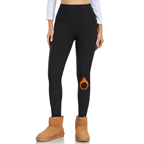 Opssaker Thermo Leggings Damen Gefüttert High Waist Fleece Leggings Damen Warm Thermohose Plüsch Leggins Blickdicht Strumpfhose Winter