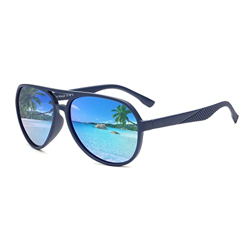 JIM HALO Polarisierte Sonnenbrille Männer Frauen, Retro Pilot Schatten für das Fahren Angeln Blau/Spiegelblau