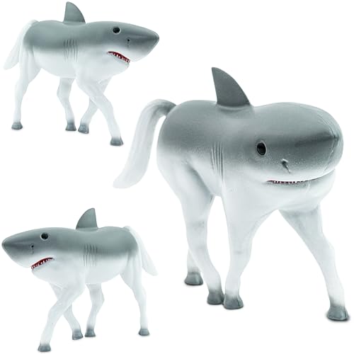 Randimals Pferd & Hai Spielzeug Tierfiguren - Hybrid Hork Pferd & Hai Figur Realistische Tiere zum Spielen - Robustes & einzigartiges Pferde Hai Tierspielzeug - Miniatur Tierfiguren