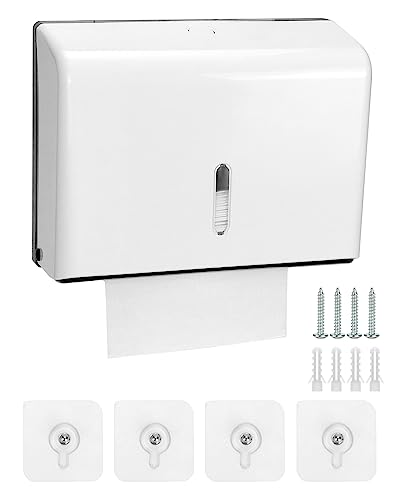 QWORK® Papiertuchspender für Zickzack und Lagenfalz Papierhandtücher, Wandmontage ohne Bohren - Geeignet für Papierhandtücher Faltgröße: 24 x 8 cm, Kapazität 200 Papierhandtücher