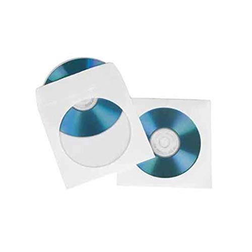 Hama CD-/DVD-/Blu-ray Papierhüllen, 100er-Pack (mit transparentem Sichtfenster, verschließbar) Weiß