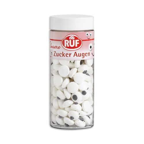 RUF Zucker-Augen, essbare Deko-Augen zum Verzieren von Cookies, Muffins, Cupcakes & Törtchen, für Halloween, Weihnachten & Kinder-Geburtstage, 1 x 75g