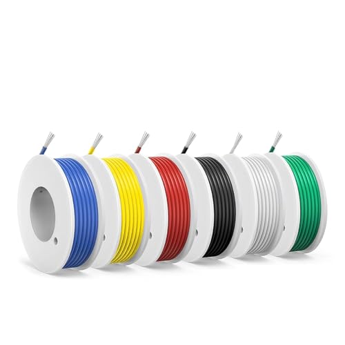 0,2mm² Silikon Elektrokabel-24 AWG verzinnte Kupferdrahtspule,6 Farben,9 Meter pro Kabel,Litzendraht,flexibel und weich, ideal für elektrische Anwendungen