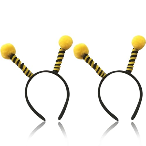 2 pcs Bienen Haarreif Erwachsene,Fühler Haarreif Kinder,Bienenkostüm Accessoires,Haarreif Damen,Haarreifen Biene,Faschingskostüme Zubehör Mädchen,Karneval Bee Costume Kopfschmuck,Kostümzubehör