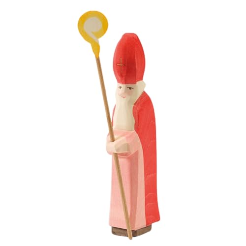 Ostheimer 38001 Sankt Nikolaus mit Stab aus Holz Höhe 20cm handbemalt in Deutschland gefertigt