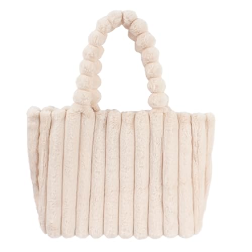 Meliyya Damen Kuschelige Handtasche Winter Tote Bag Warme Flauschige Schultertasche Große Damentasche Plüsch Shopper aus Kunstfell für Uni Arbeit Mädchen Schule