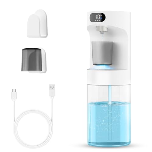 Dalugo Automatischer Mundwasser Spender für Badezimmer, 600ml Berührungslos Wandbefestigung Mundspülung Spender Elektrisch mit 2 Magnetbechern, Weiß Mouthwash Dispenser für Kinder und Erwachsene