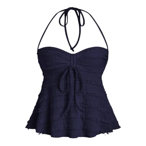 Moollyfox Sommer Tops Y2K Damen, Sexy Neckholder Crop Tops mit Schleife, Backless Top, Camisole Top, Stylisches Trägershirt für Freizeit & Party