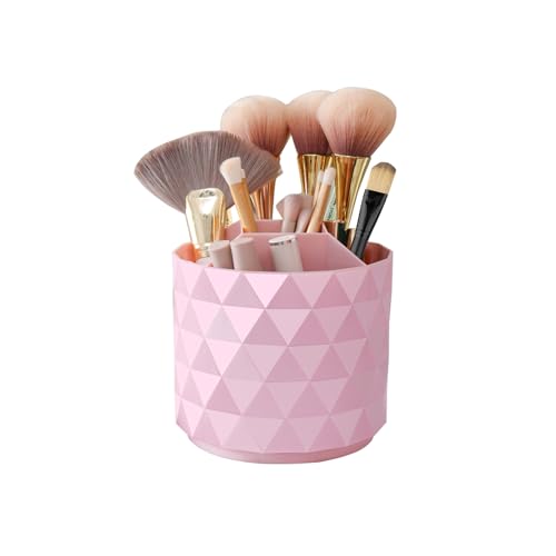 Nwvuop Make up Organizer 360° Drehbar Make Up Pinselhalter Kosmetikpinsel Aufbewahrung Kosmetik Organizer für Zimmer Decor Schminktisch, Schlafzimmer(Rosa)