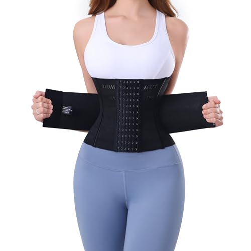 PQWEUU Bauchweggürtel Verstellbarer Waist Trainer für Fitnesstraining Schwitzgürtel für Damen und Herren (Schwarz, XL)