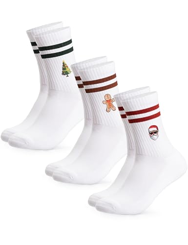 Occulto Damen & Herren Weihnachts Tennissocken 3er Pack (Modell: Rudolph) Mix2 43-46