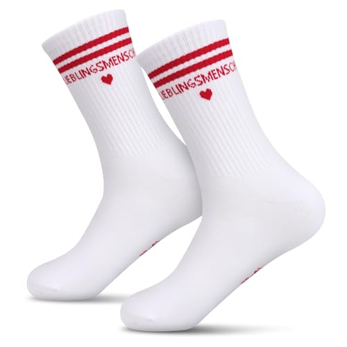 MEJOSER Lieblingsmensch Geschenk Socken 36-41 mit Herz Rot Geschenke für Freundin Partner Frauen Geburtstag Valentinstag Weihnachten Herzenmensch Beste Freundin Kollegin Geschenkideen