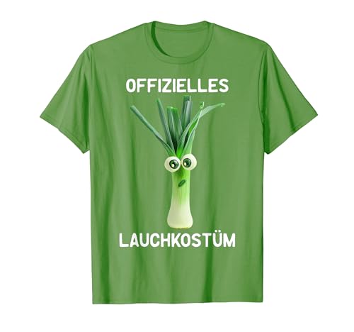 Lauch und Gemüse Karneval Kostüme Lauch T-Shirt Kostüm für Karneval und Fasching, Grün, S, Unisex, Halbarm, T-Shirt, 1 Count