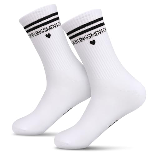 MEJOSER Lieblingsmensch Geschenk Socken 36-41 mit Herz Geschenke für Freundin Partner Frauen Geburtstag Valentinstag Herzenmensch Beste Freundin Geschenkideen Tennissocken