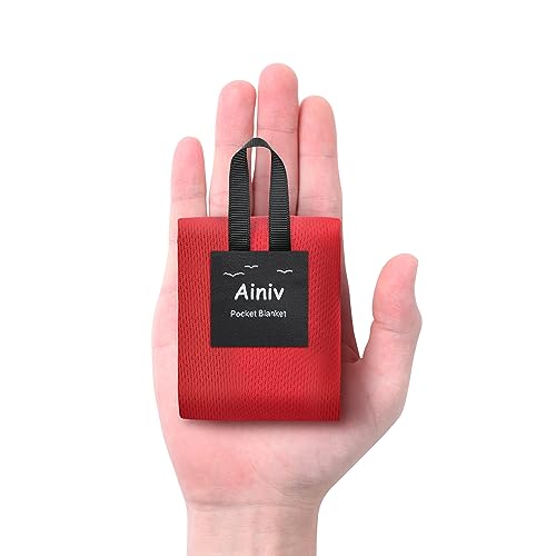 Ainiv Mini Picknickdecke, Ultraleicht tragbare Stranddecke, Sandabweisende Camingmatte, Kompakt Strandtuch, Outdoor Decke für Strand, Reisen, BBQ, Picknick, Camping und Wandern 70x110cm, Rot S