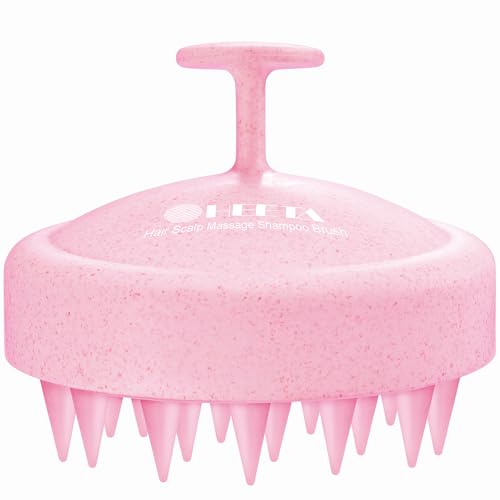 HEETA Kopfhaut Massagebürste, Kopfmassage Bürste mit weichen Silikonborstn, Haarmassagebürsten für die Haarpflege Entspannen Sie die Kopfhaut, Haarmassage für Männer, Frauen, Kinder, Rosa