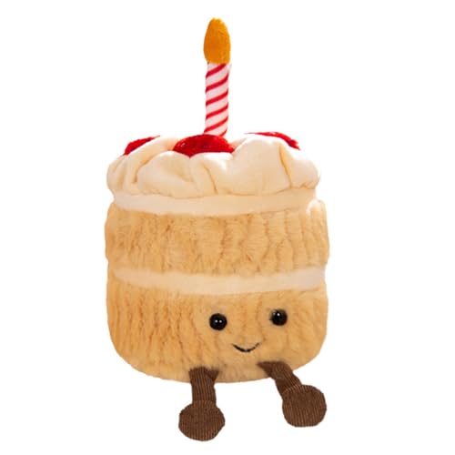 Augesak Cake Kuscheltier,Geburtstagskuchen Plüschtier Kissen Weiches,Puppe Spielzeug 3D werfen Kissen Cartoon Spielzeug,Lächelnde Cake Plüsch Kreatives Geburtstags Geschenke für Kinder
