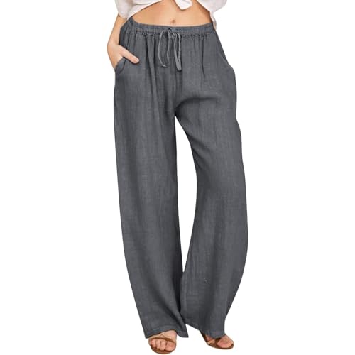 Jogginghose Damen, Sporthose Damen, Cargohose Damen, Yogahose Damen, Stoffhose Damen, Leinenhose Damen, Laufhose Damen, Palazzo Hose Damen Sommer Musselin Freizeithose Weite Leg Sommerhose S-3XL