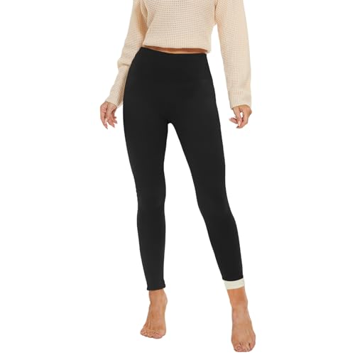AMIYOYO Thermo Leggings Damen Gefüttert Leggings Fleece Thermohose Verdickte Plüsch Leggins Blickdicht Samt Thermounterwäsche Warm Strumpfhose Winter