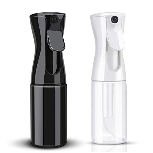 Kontinuierliche Wassernebel-Sprühflasche für Haar - Feiner Nebel zum Styling und Zähmen von Locken, Frisuren - 160ml, Schwarz und Transparent