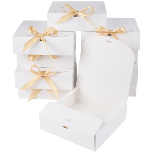 GXFCING Geschenkbox mit Deckel, 16x16x5cm Geschenkkarton, Weiße Geschenkverpackung Box für Hochzeit Geburtstag Weihnachten Party Geschenke Verpackung, 10 Stück
