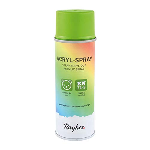 RAYHER HOBBY 34145412 Acryl-Spray, Acryllack, seidenmatt, Sprühlack für innen und außen, hohe Deckkraft, umweltbewusst spraylackieren, 200 ml (1er Pack), maigrün