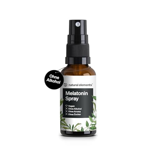 natural elements Melatonin Spray Neutral – 0,5 mg Melatonin pro Tagesdosis – mit Vitamin B1 und B6 – 30 ml, vegan, in Deutschland produziert