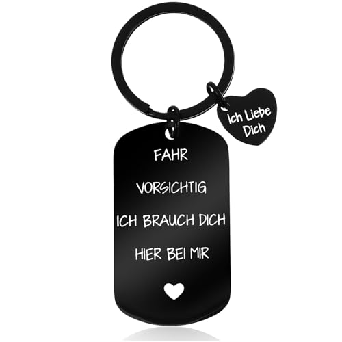 Tyqour Schlüsselanhänger Fahr Vorsichtig Glücksbringer Schutzengel Auto Ich liebe Dich Edelstahl Führerschein Bestanden Geschenk Führerscheinprüfung für Männer Frauen Ihn Freund Ehemann Vater Papa