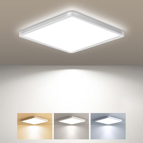 zemty LED Deckenleuchte,15W 1800LM Deckenlampe Led Warmweiss Neutral Kalt Weiß 3000K/4000K/6500K, Viereckig Led Panel lampe decke für Badezimmer, Flur,Kinder Room, Küche, Schlafzimmer