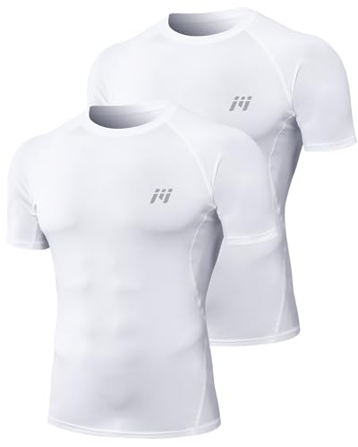 MEETWEE Kompressionsshirt Herren, Kurz/Langarm Funktionsshirt Männer Sportshirt Training Fitnessshirt Atmungsaktiv Laufshirt Unterhemd für Laufen Jogging Sport Turnhalle