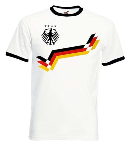 NIMAMA Herren T-Shirt Deutschland Retro Trikot Fußball - Weiß XXL