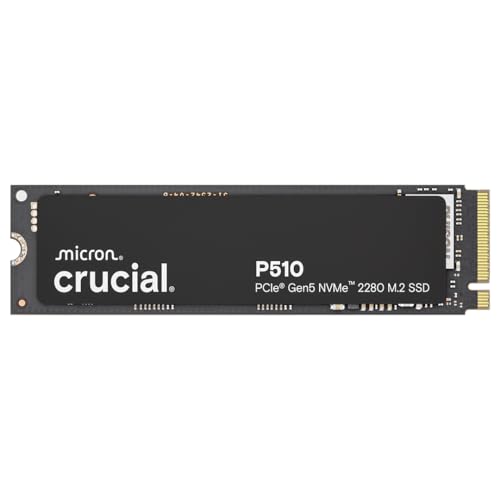 Crucial P510 SSD 1TB M.2 NVMe PCIe 5.0 x4 Gen5, bis zu 11.000 MB/s Lesen, 9.500 MB/s Schreiben, für Laptop und Desktop PC, TLC NAND, Interne Festplatte - CT1000P510SSD8-01