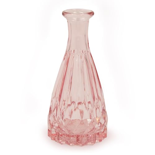 Blümelhuber Kleine Vase Glas Deko Hochzeit - Vase Klein - Vase Modern - Boho Hochzeit Deko Frühling - Pflanzen Deko Trockenblumen Set - Boho Deko (Rosa)