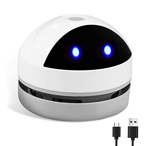 SPORWAY Tischstaubsauger Mini Tischsauger, Klein Handstaubsauger USB Wiederaufladbar Staubsauger, Hohe Saugleistung Staub Reiniger Elektrische PC Staubgebläse für Tastatur Desktop Sofa (Weiß - 1)